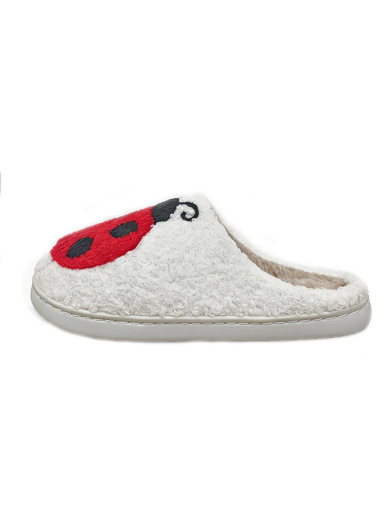 Bulk Slippers | Unisex Ladybug Embroidery Fuzzy Slippers Winter Warm Indoor Home Shoes Wholesale