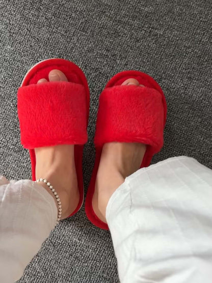 Bulk Slippers | Soft Fuzzy Plush Slippers Women Winter Warm Anti-slip Indoor House Shoes Wholesale