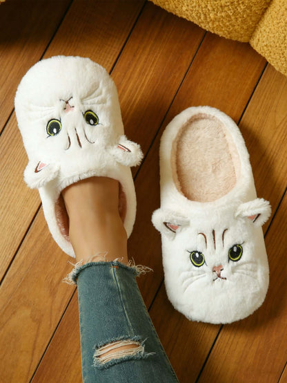 Тапочки оптом | Мягкие пушистые тапочки с кошачьей мордочкой для женщин, зимняя теплая домашняя обувь оптом 