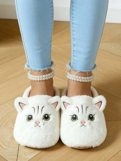 Тапочки оптом | Мягкие пушистые тапочки с кошачьей мордочкой для женщин, зимняя теплая домашняя обувь оптом 
