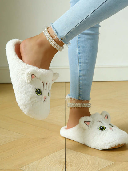 Тапочки оптом | Мягкие пушистые тапочки с кошачьей мордочкой для женщин, зимняя теплая домашняя обувь оптом 