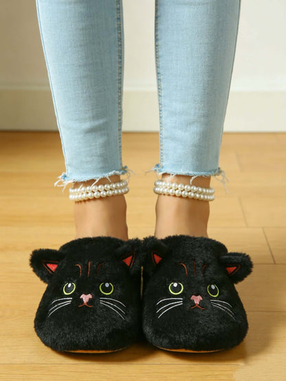 Тапочки оптом | Мягкие пушистые тапочки с кошачьей мордочкой для женщин, зимняя теплая домашняя обувь оптом 