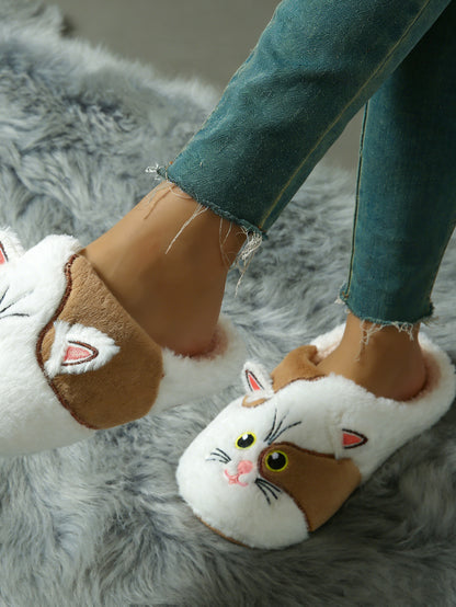 Bulk Slippers | Soft Fuzzy Cat Face Slippers Women Winter Warm Indoor House Shoes Wholesale