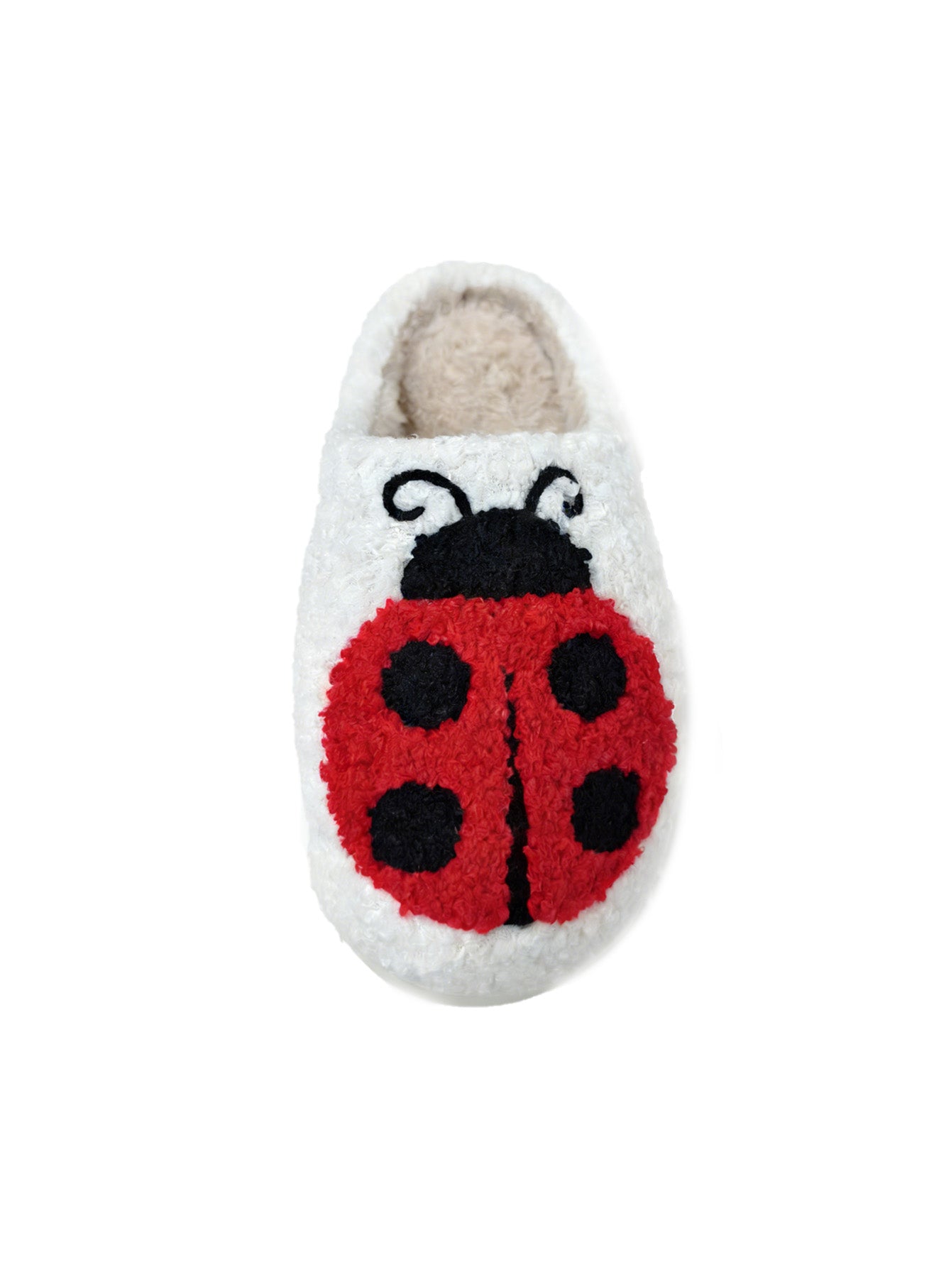 Bulk Slippers | Unisex Ladybug Embroidery Fuzzy Slippers Winter Warm Indoor Home Shoes Wholesale