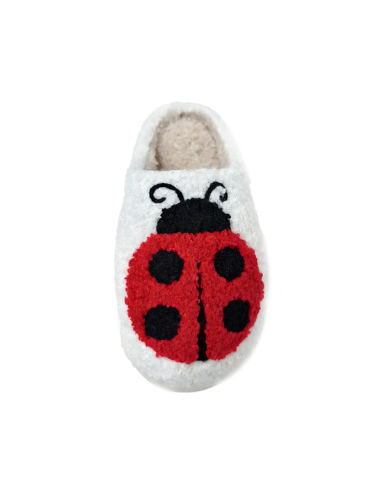 Bulk Slippers | Unisex Ladybug Embroidery Fuzzy Slippers Winter Warm Indoor Home Shoes Wholesale