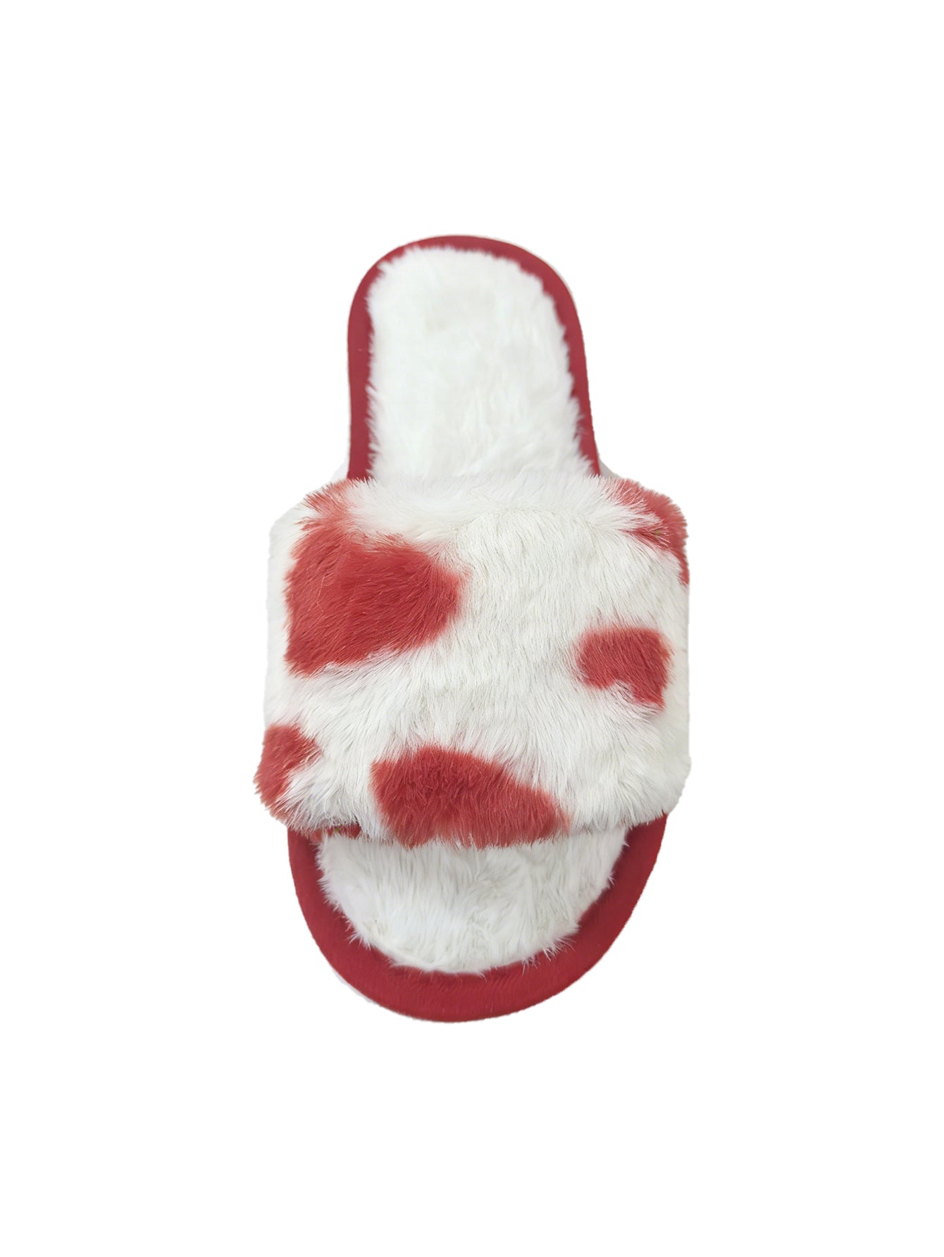 Bulk Slippers | Love Heart Print Fuzzy Open Toe Slippers Women Spring Summer Breathable Indoor Home Shoes Wholesale