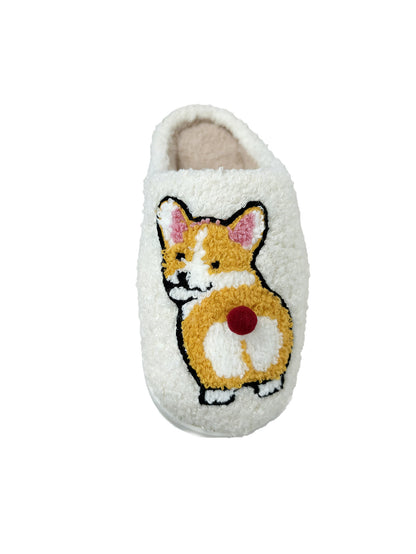 Bulk Slippers | Soft Unisex Cute Corgi Fuzzy Slippers Winter Warm Indoor Family Shoes Wholesale