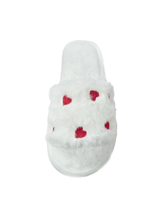 Bulk Slippers | Soft Red Heart Plush Slides Women Winter Cozy Indoor House Shoes Wholesale