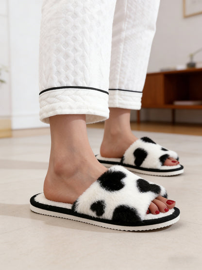 Bulk Slippers | Love Heart Print Fuzzy Open Toe Slippers Women Spring Summer Breathable Indoor Home Shoes Wholesale