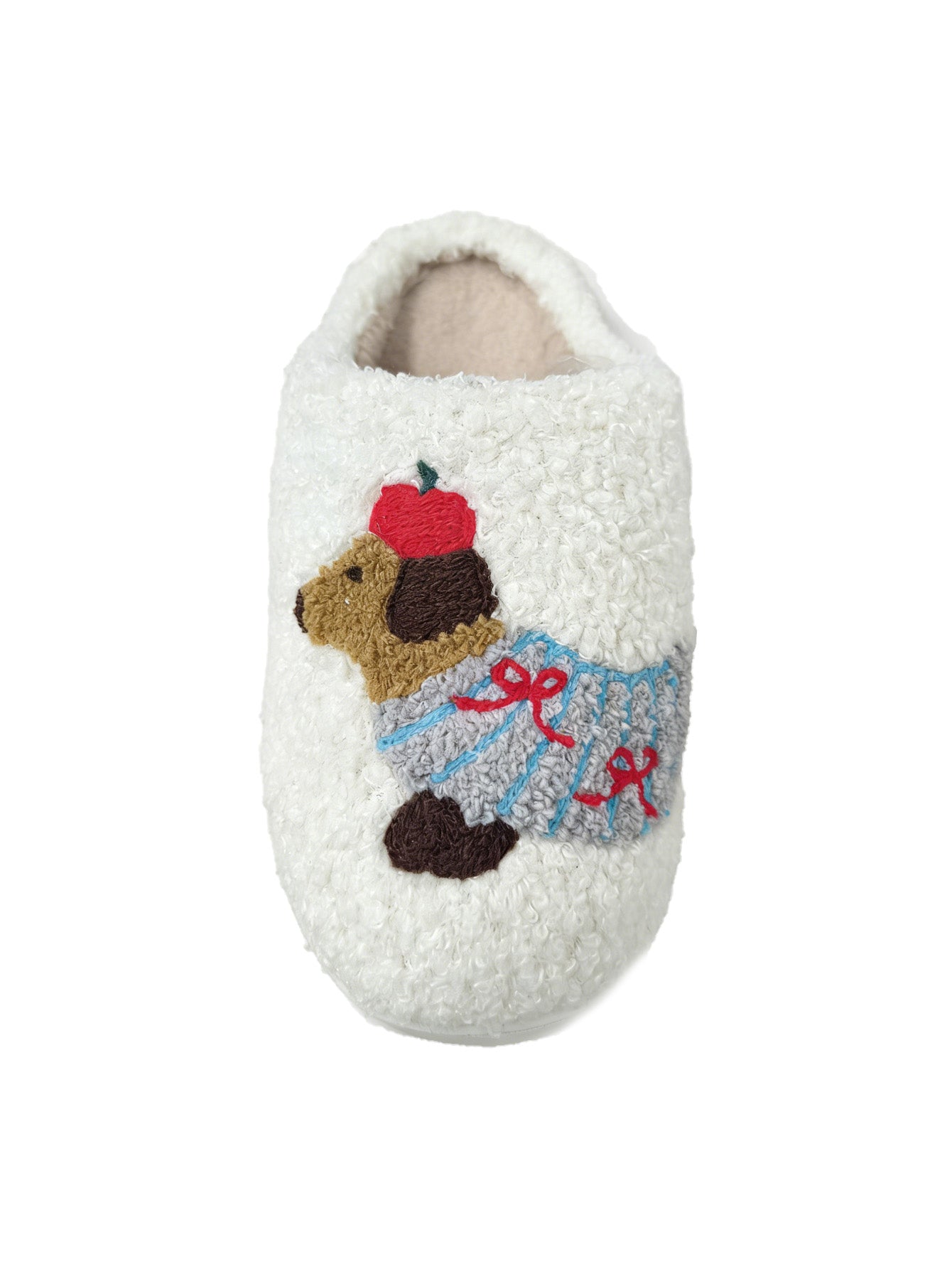 Bulk Slippers | Unisex Bear Embroidery Fuzzy Slippers Winter Warm Indoor Home Shoes Wholesale