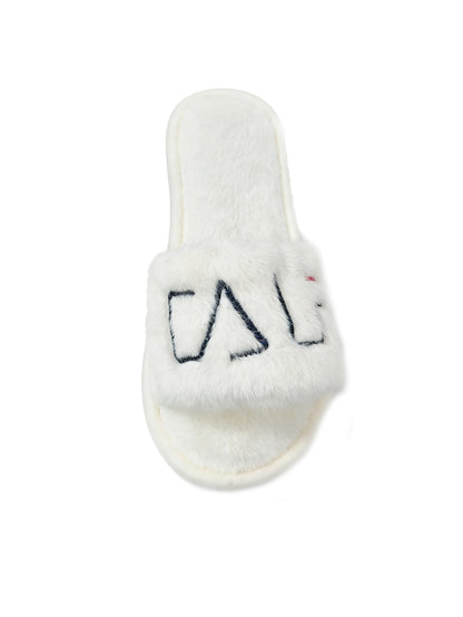 Bulk Slippers | Fuzzy Embroidered Open Toe Slippers Women Winter Warm Indoor Home Shoes Wholesale