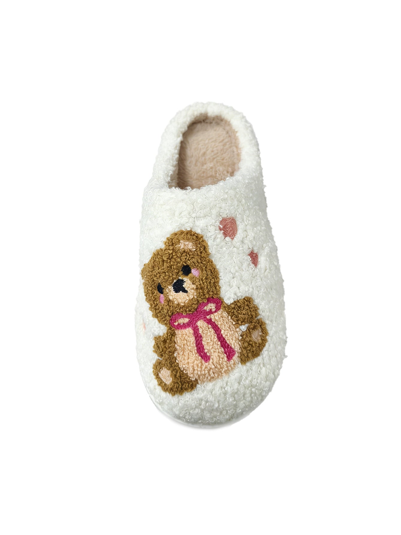 Bulk Slippers | Soft Unisex Heart Bear Fuzzy Slippers Winter Warm Indoor Family Shoes Wholesale