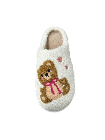Bulk Slippers | Soft Unisex Heart Bear Fuzzy Slippers Winter Warm Indoor Family Shoes Wholesale