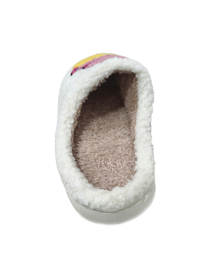 Bulk Slippers | Unisex Cowboy Smiley Embroidery Fuzzy Slippers Winter Warm Indoor Home Shoes Wholesale