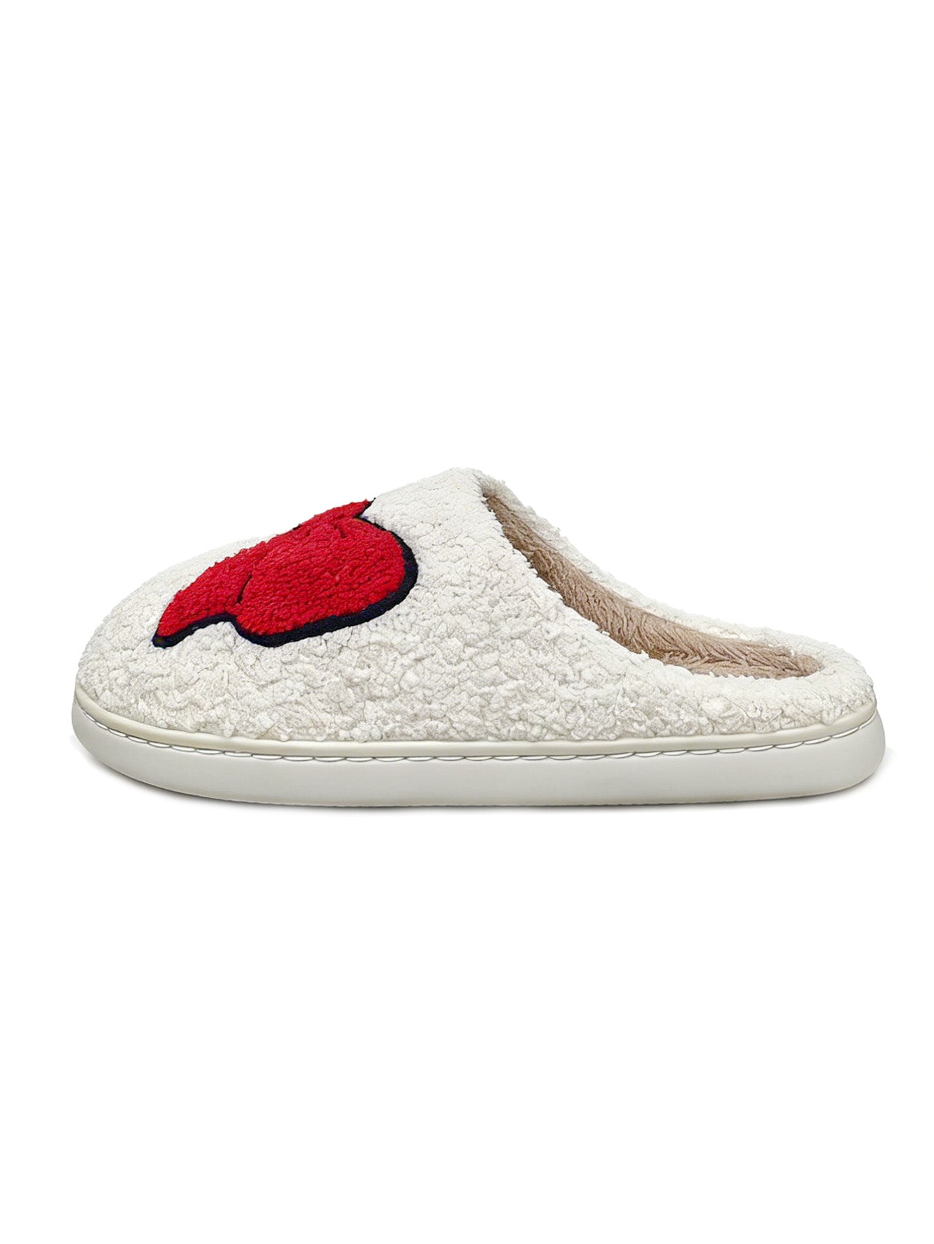 Bulk Slippers | Unisex Red Bow Embroidery Fuzzy Slippers Winter Warm Indoor Home Shoes Wholesale