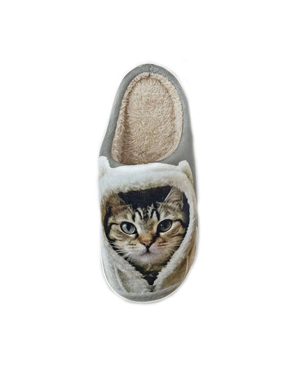 Тапочки оптом | Мягкие плюшевые тапочки с кошачьим принтом для женщин, зимняя теплая, тихая домашняя обувь оптом 