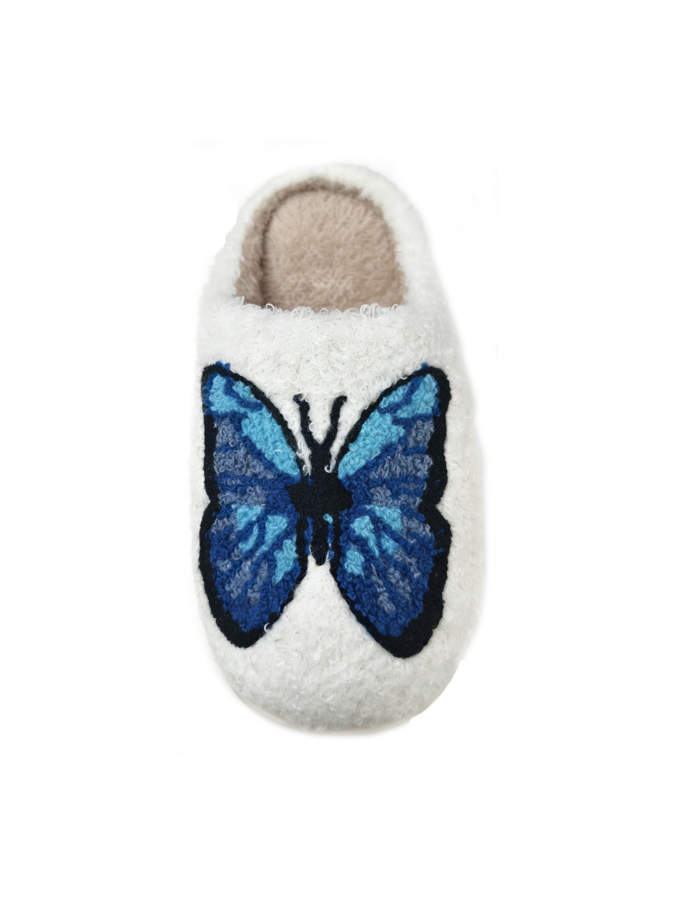 Bulk Slippers | Unisex Butterfly Embroidery Fuzzy Slippers Winter Warm Indoor Home Shoes Wholesale
