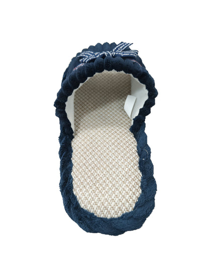Bulk Slippers | Soft Striped Bow Corduroy Slippers Women Winter Cozy Indoor House Shoes Wholesale