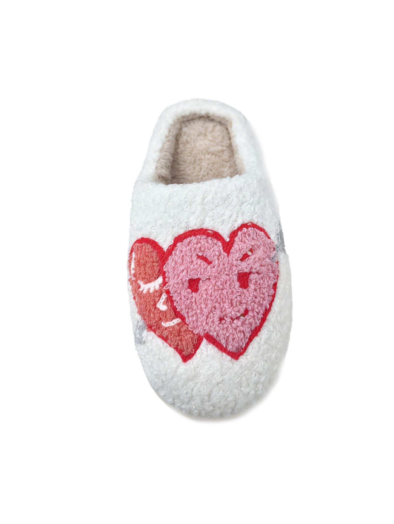 Bulk Slippers | Unisex Heart Embroidery Fuzzy Slippers Winter Warm Indoor Home Shoes Wholesale