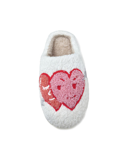 Bulk Slippers | Unisex Heart Embroidery Fuzzy Slippers Winter Warm Indoor Home Shoes Wholesale