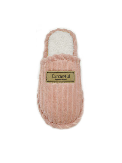 Bulk Slippers | Soft Ribbed Plush Slippers Women Winter Warm Anti-slip Indoor Shoes Wholesale