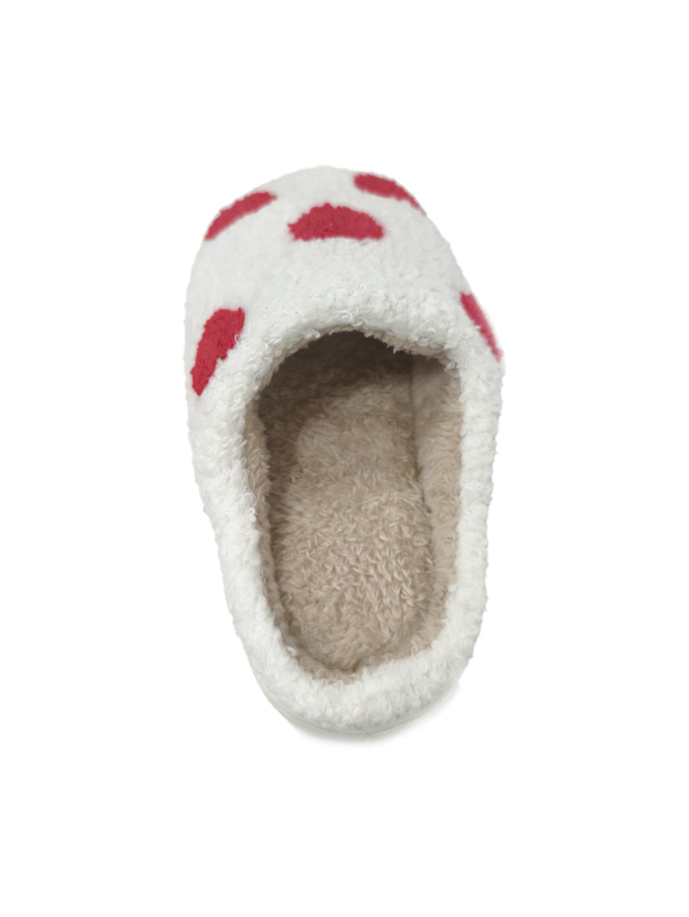 Bulk Slippers | Unisex Red Heart Embroidery Fuzzy Slippers Winter Warm Indoor Home Shoes Wholesale